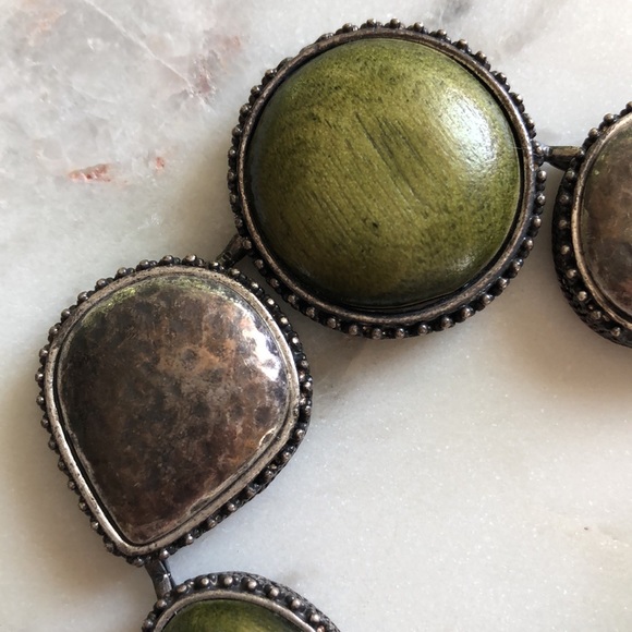 Lucky Brand Green Wood And Metal Cabachon Bracelet - Picture 9 of 15